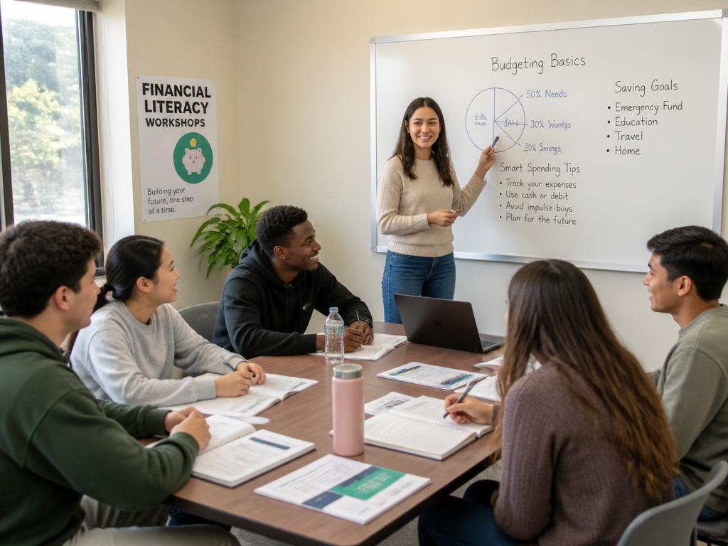 Young adults learning practical money management skills in a workshop